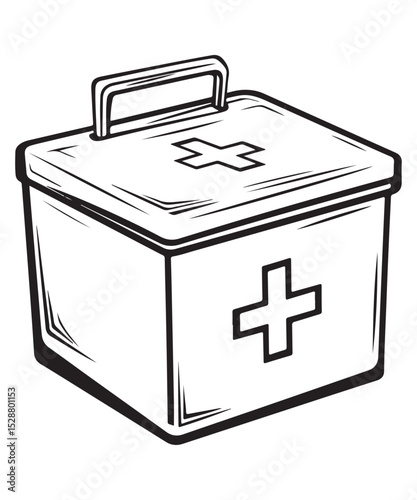 First aid kit icon with cross vector art, First aid kit icon with cross vector icon, First aid kit icon with cross silhouette vector illustration, First aid kit icon with cross line art vector