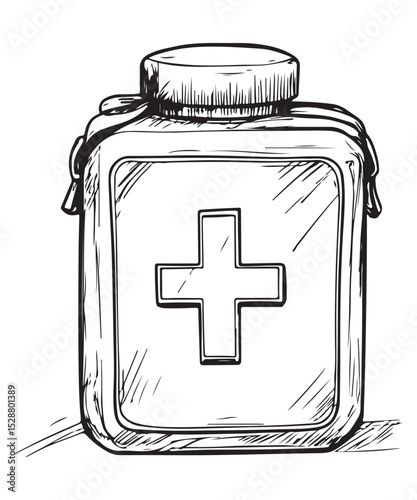 First aid kit icon with cross vector art, First aid kit icon with cross vector icon, First aid kit icon with cross silhouette vector illustration, First aid kit icon with cross line art vector