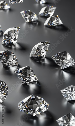 3d Diamonds Luxurious Gemstones on Dark Elegant Background