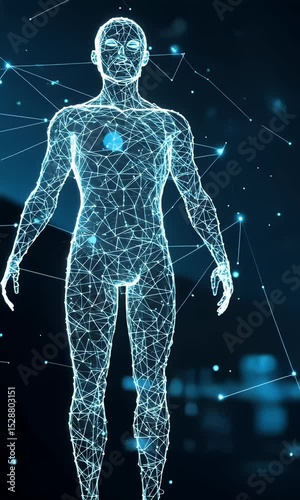 Abstract 3D Human Body Network Digital Illustration