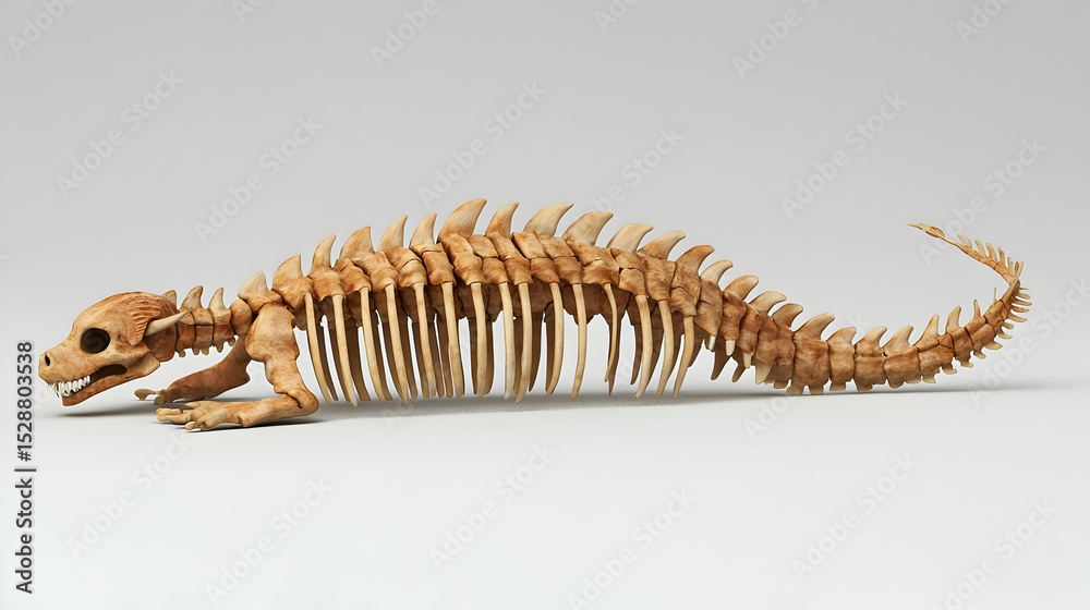 Obraz premium 3D Pixel Art Lizard Skeleton Illustration