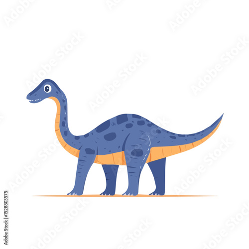 2D flat vector illustration of Suchomimus, isolated on a white background.