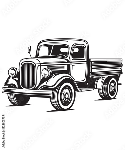Vintage classic muscle car silhouette, Vintage car silhouette isolated on white background, Car front black icon, flat vector illustration
