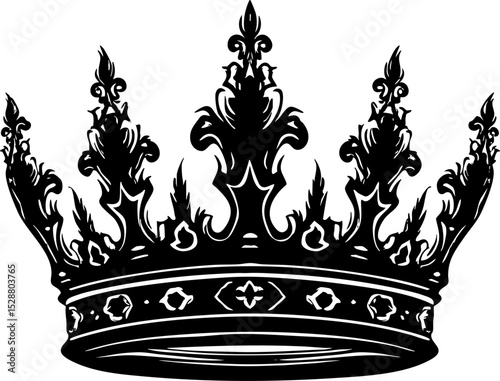 Crown icon vector solid logo illustration.