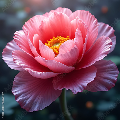 Hyper-realistic massive fantasy bloom with glistening dew, layered textures, surreal lighting, and elegant composition, designed as a vivid square background