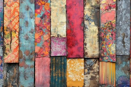 an abstract mixed media art with colorful stripes