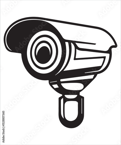 CCTV camera icon vector silhouette isolated in white background, Security camera symbol icon, Fixed CCTV camera logo sign shape, Vector illustration image, Isolated on white background