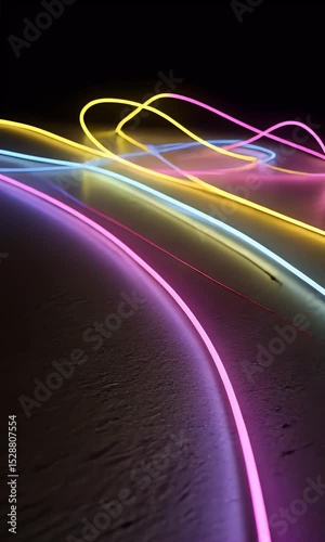Abstract Neon Lines Background Glowing Futuristic Modern Colorful