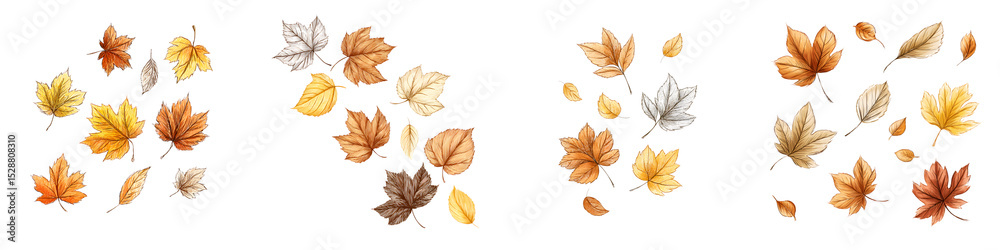 Obraz premium Scattered autumn leaves in warm colors