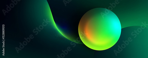 Abstract green neon bubble with colorful smooth gradient glow