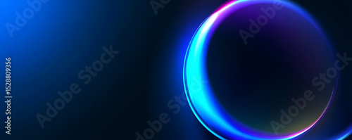 Digital abstract image of a glowing translucent sphere in shades of blue purple pink and cyan against a dark gradient background with smooth gradients and curves