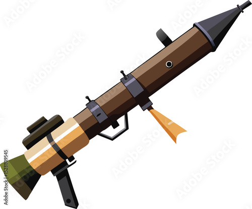 Stylized Rocket Launcher Illustration on White Background Military Weapon Concept