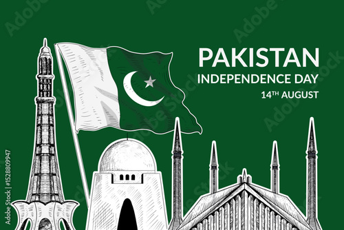 pakistan independence day background illustration design