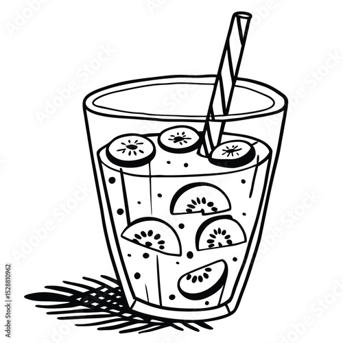 Watercolor Kiwi Mango Juice Illustration