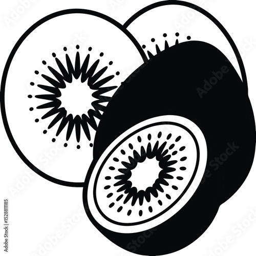 Colorful Kiwi Fruit Silhouettes Vector Illustration