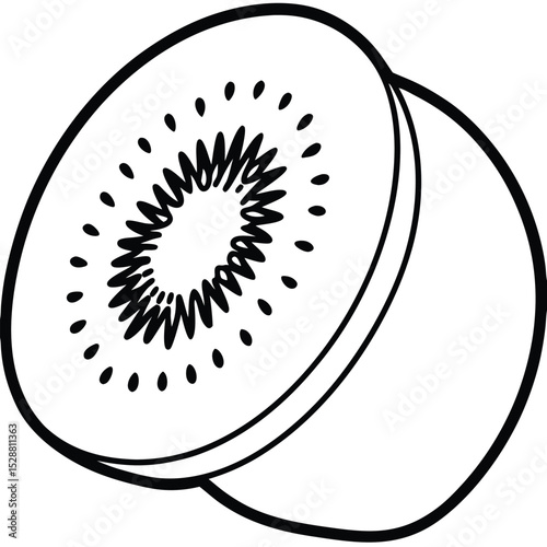 Cartoon Kiwi Fruit Halved Healthy Food Illustration