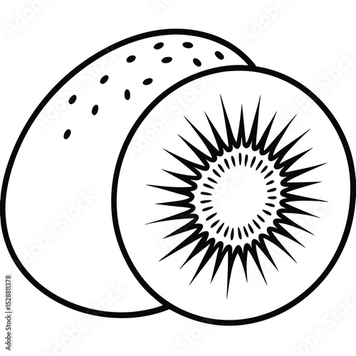 High Resolution Kiwi Fruit Image Isolated on White Background