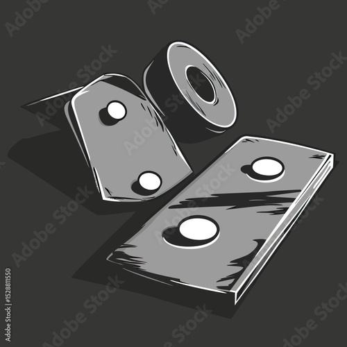 Minimalist black and white vector illustration of cornhole game set with boards and bean bags in flat style for outdoor leisure activity design