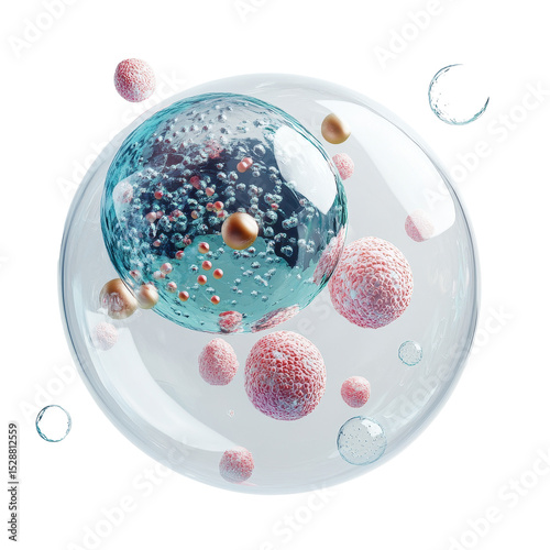 Exploration of transparent cell structure in biotechnology and cosmetic applications, Transparent cell with biotechnology and cosmetic concept Transparent background
