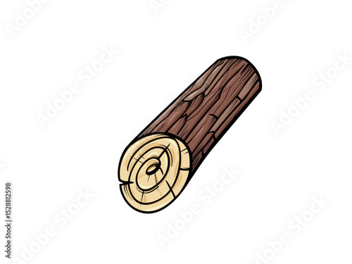 A Cut Log Showing Wood Grain and Texture Detailed Illustration