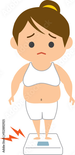 体重計に乗るダイエット中の女性