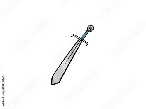 Illustrative Drawing of a Medieval Longsword Weapon for Fantasy and Historical Contexts