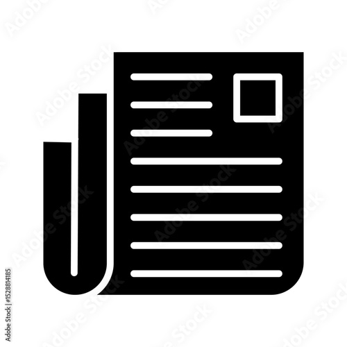 flat black newspaper icon on white background