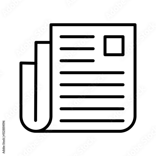 flat black newspaper icon on white background