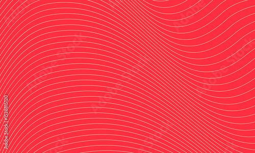 dynamic red background with smooth abstract curved lines in vector design