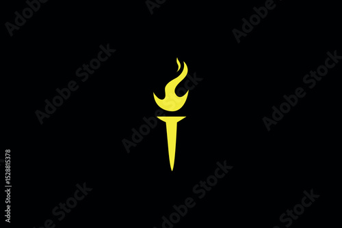 burning match vector illustration, fire flame icon Minimal awesome trendy professional logo design template on black background