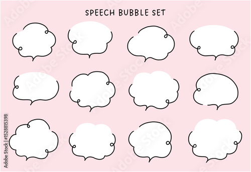 手書き風のシンプルな吹き出しのベクターイラストセット。ふきだし、フレーム、おしゃれ、落書き