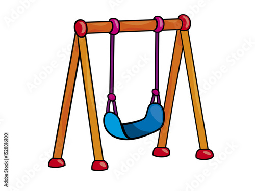 Colorful childrens swing set playground illustration