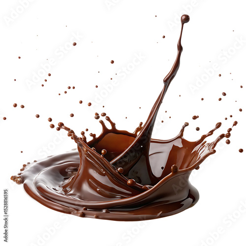 Liquid chocolate syrup splash and swirl isolated on a transparent background