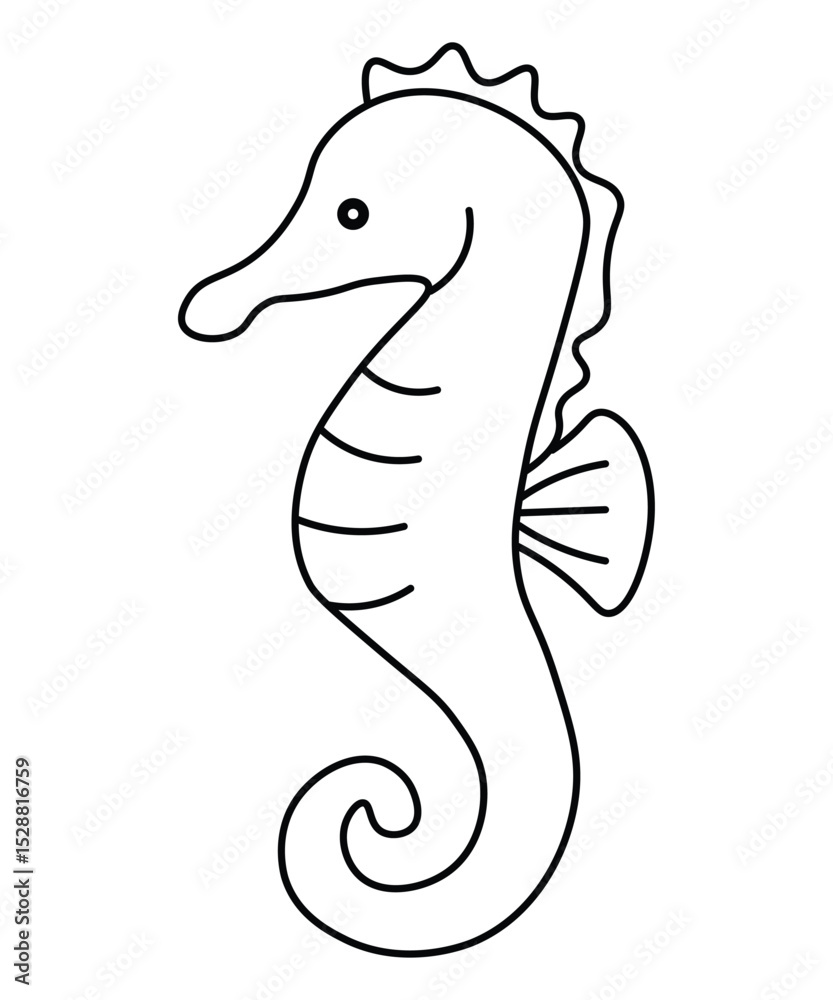 Fototapeta premium Seahorse Line Art Sketch