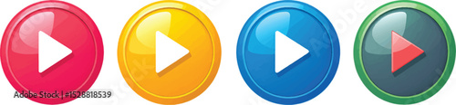 Set of colorful  Play media control icons white background vector illustration for web design
