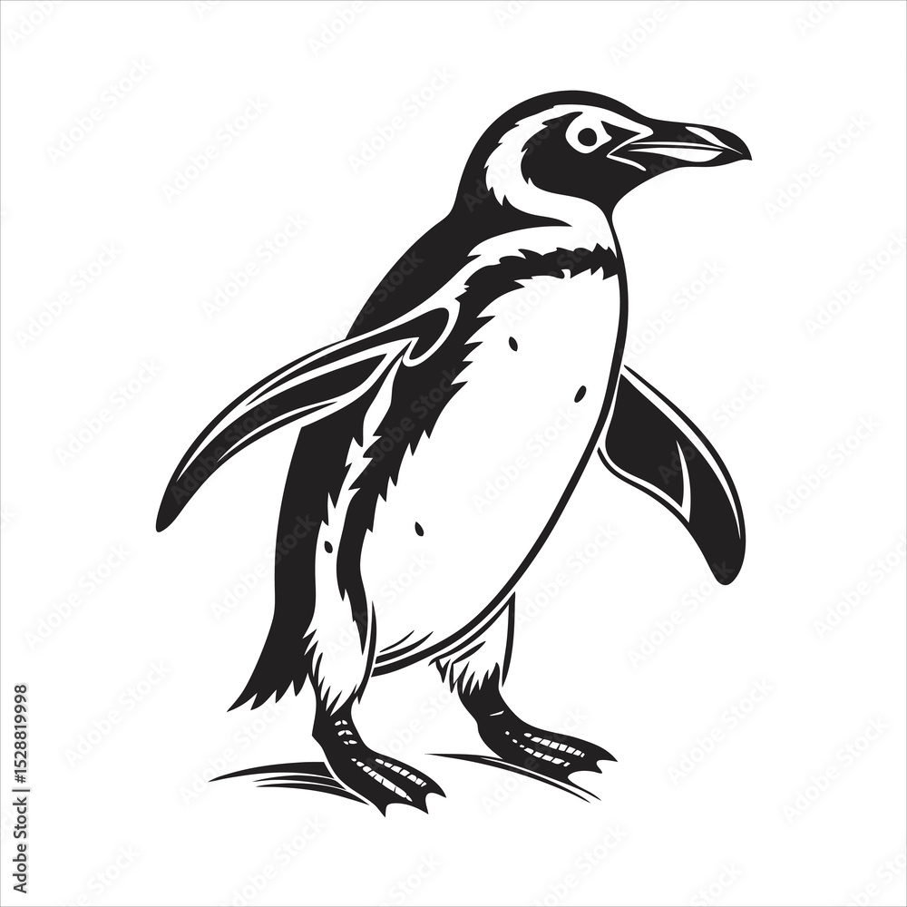 Fototapeta premium silhouette penguin on white background
