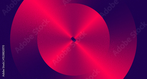 Abstract bright pink metallic circles with grungy grainy texture. Geometric vector background