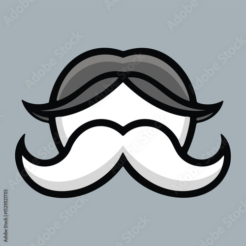 Mustache and hair icon on gray background cartoon vector style