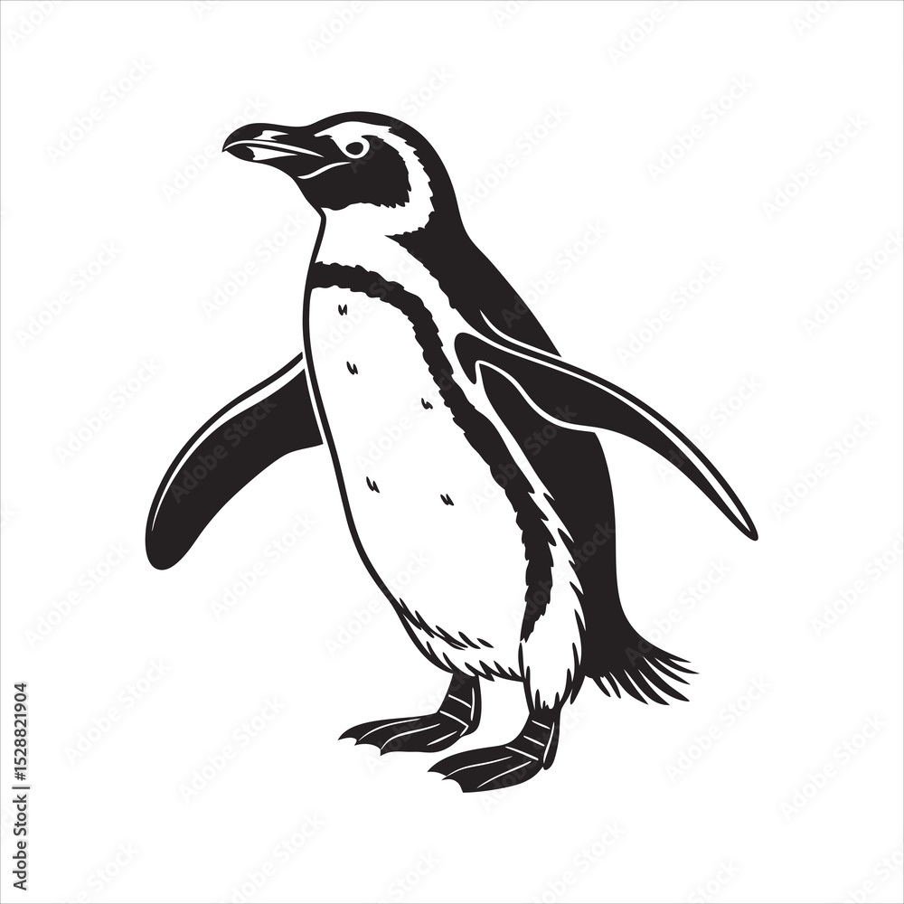 Fototapeta premium silhouette penguin on white background