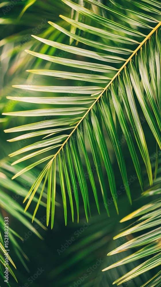 Obraz premium Soft light morning yoga under swaying palm trees, tropical relaxation vibes