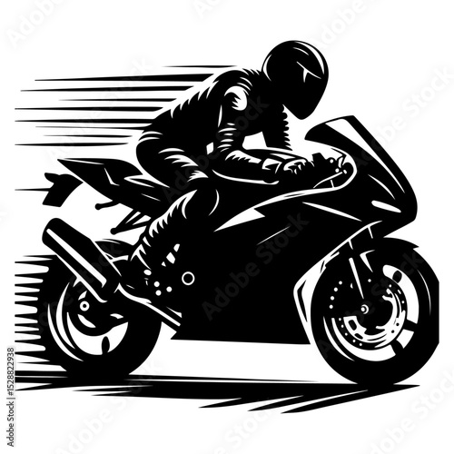 High Quality Motorcycle Rider Silhouette Vector