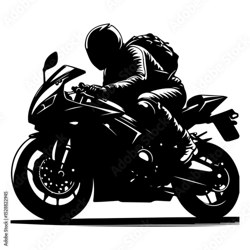 High Quality Motorcycle Rider Silhouette Vector