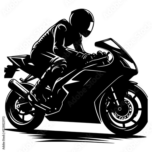 High Quality Motorcycle Rider Silhouette Vector