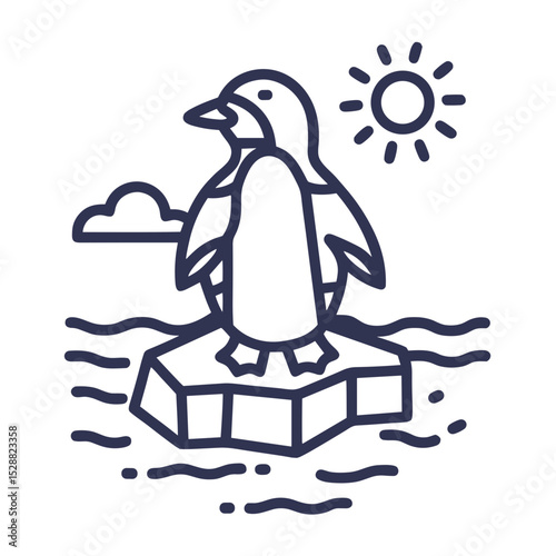 Arctic penguin icon for winter themes, polar wildlife conservation, climate change awareness, and educational materials about cold regions