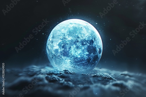 Radiant orb pulsating gently in a textured cosmic expanse filled with sparkling stars and grains