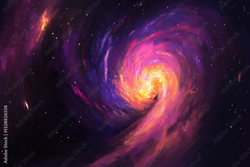 Fototapeta premium Journey through a vibrant galactic swirl of colors and starlight in the cosmos, Flight through the galaxy, through the stars of the nebula in space Colorful space background