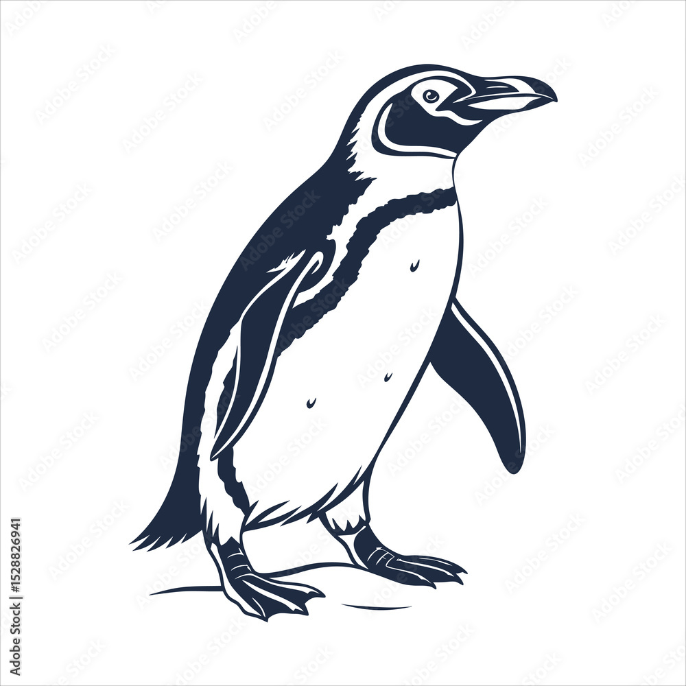 Fototapeta premium silhouette penguin on white background