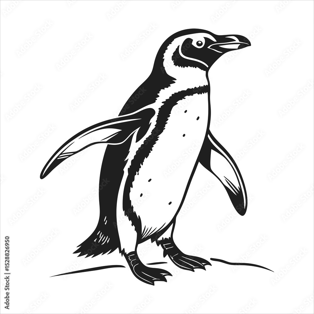 Fototapeta premium silhouette penguin on white background