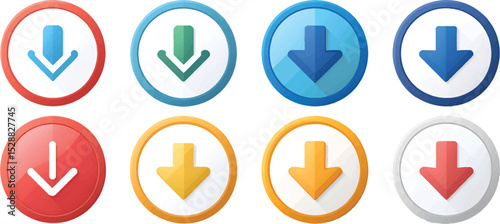 Download glossy blue and red vector web buttons with arrow icons, perfect for website design