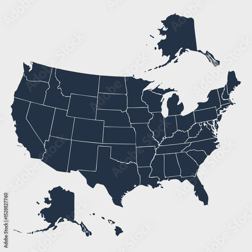 A deep blue map of the united states, showcasing all fifty states